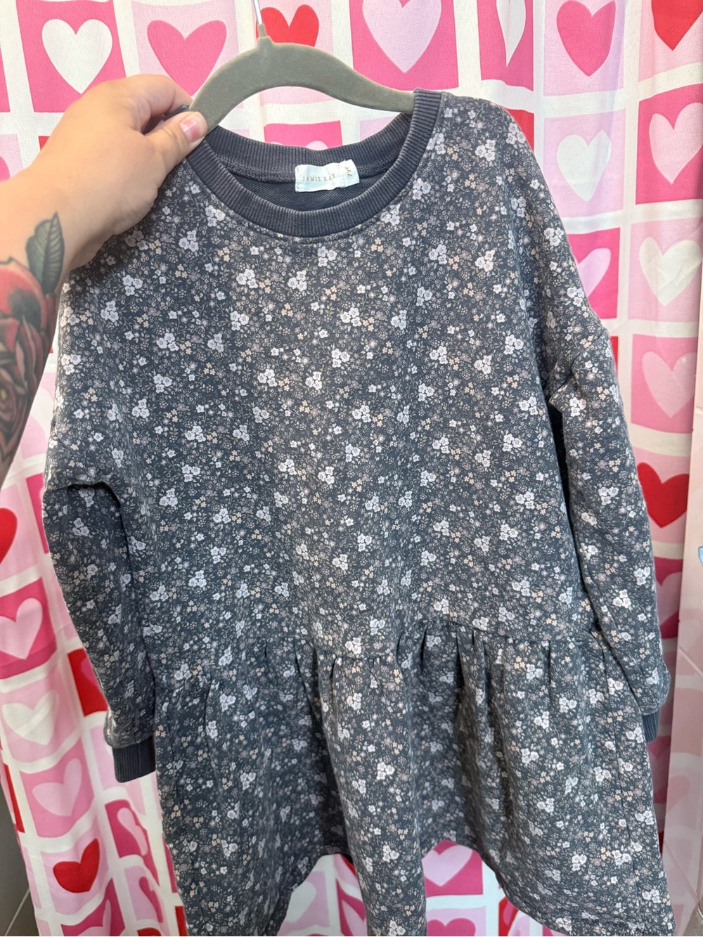 Jamie Kay Grey Floral Long-Sleeve Peplum Dress